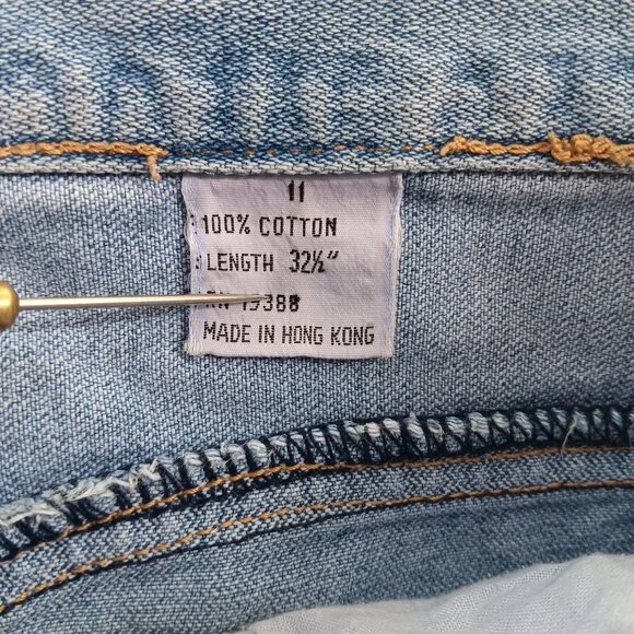 11 29x32 Vintage 80s Cargo Jeans Snap Cuffs Distress Pentimento Brittania Raw High Rise